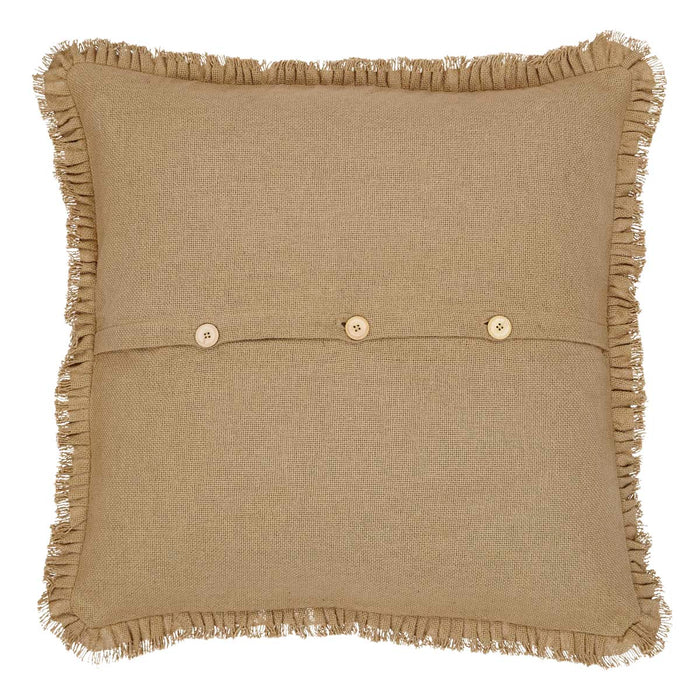 Burlap Natural Fabric Euro Sham w- Fringed Ruffle 26x26