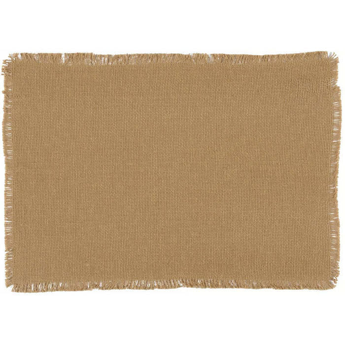 Burlap Natural Placemat Set of 6 Fringed 12x18