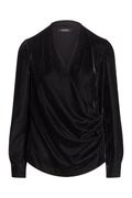 Camicia donna ad incrocio in velluto nero