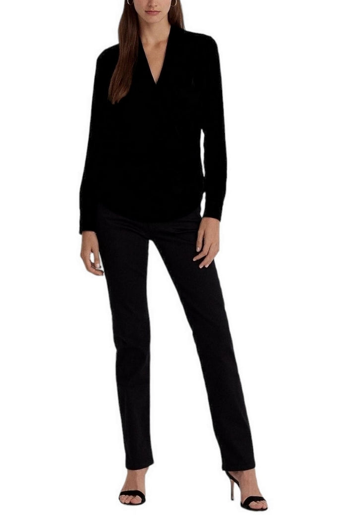 Camicia donna ad incrocio in velluto nero