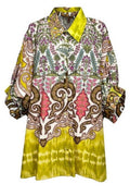 camicia donna over fantasia cachemire acido e multicolor