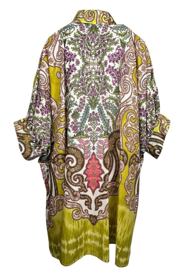 camicia donna over fantasia cachemire acido e multicolor