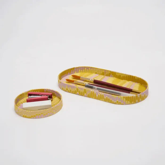Canary Yellow Hand Marbled Desk Tray