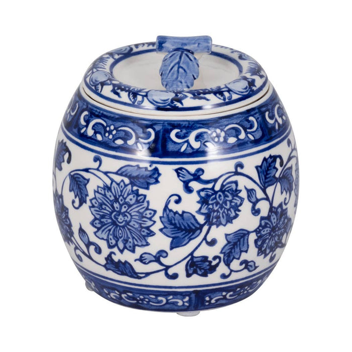 Candle - Blue Ceramic Peony Chinoiserie Lidded, 8.5 Oz