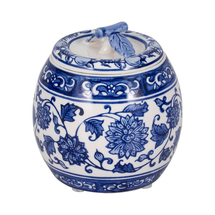 Candle - Blue Ceramic Peony Chinoiserie Lidded, 8.5 Oz