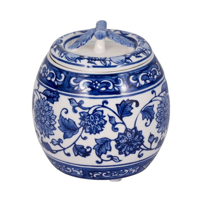 Candle - Blue Ceramic Peony Chinoiserie Lidded, 8.5 Oz