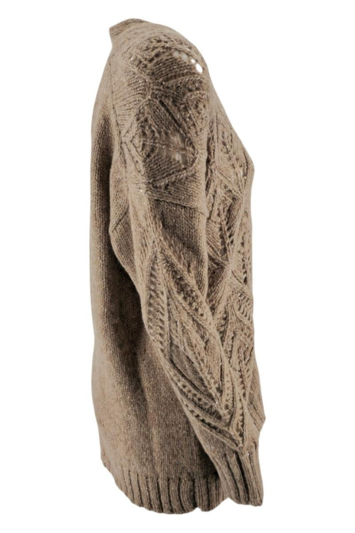 cardigan donna con trafori nocciola