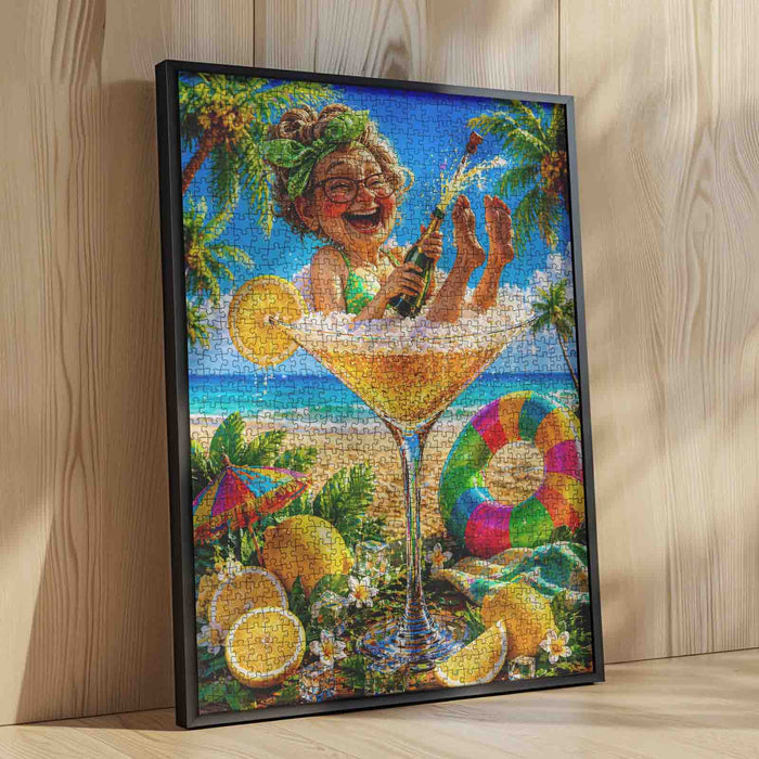 Champagne Grandma Beach Vacation Jigsaw Puzzle