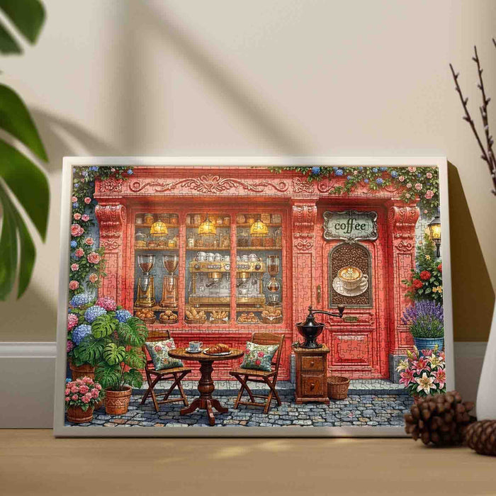Charming Floral Coffee Shop Jigsaw Puzzle