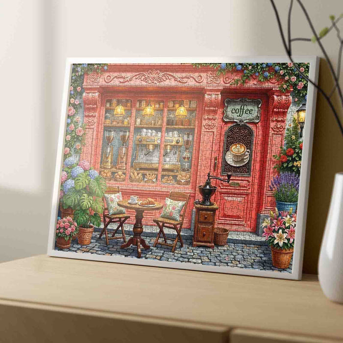 Charming Floral Coffee Shop Jigsaw Puzzle
