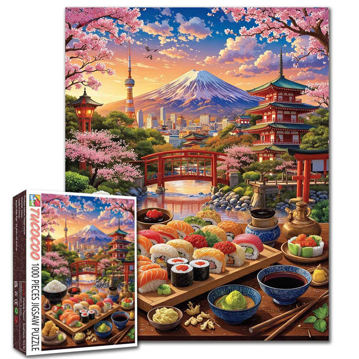 Cherry Blossom Sushi Japan Landscape Jigsaw Puzzle