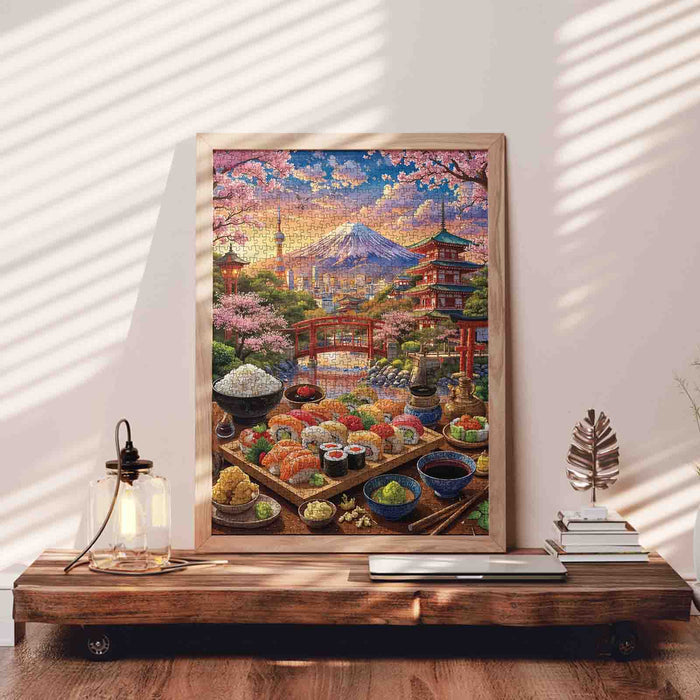 Cherry Blossom Sushi Japan Landscape Jigsaw Puzzle