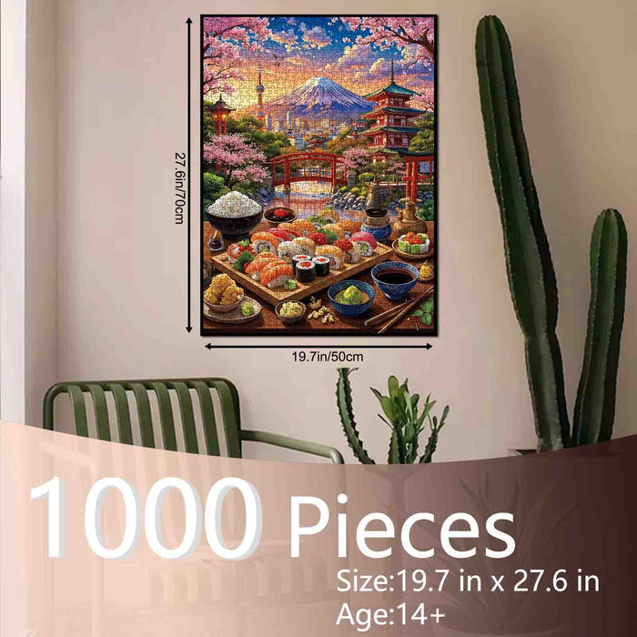 Cherry Blossom Sushi Japan Landscape Jigsaw Puzzle