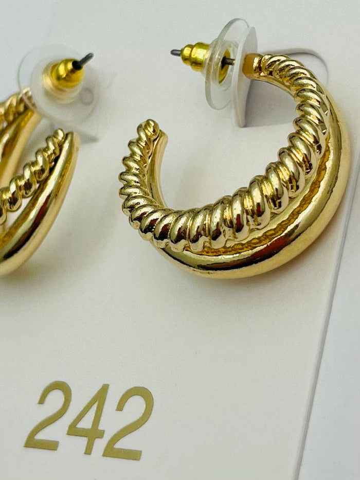 CHIC - Double Texture Hoop (gold) ER702