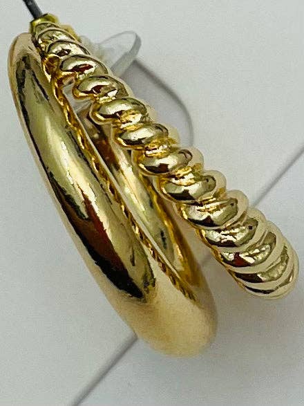 CHIC - Double Texture Hoop (gold) ER702