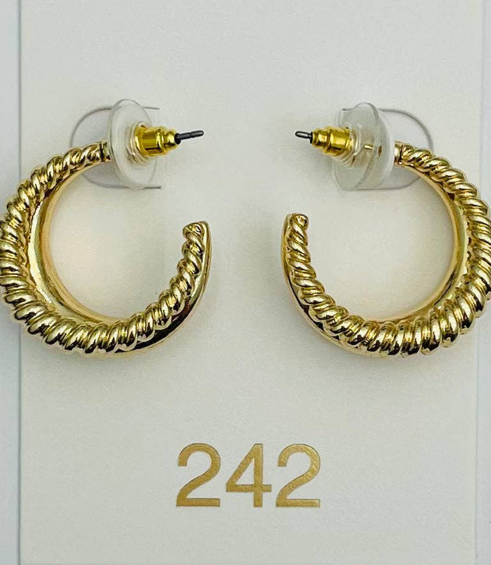 CHIC - Double Texture Hoop (gold) ER702