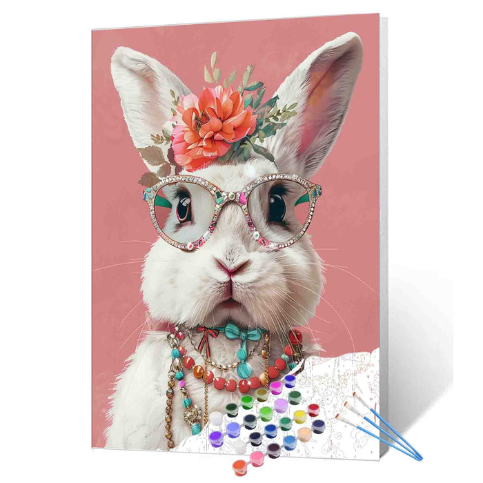 Chic Bunny Portrait Paint by Numbers