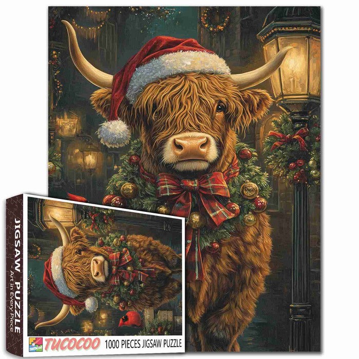 Christmas Highland Cow Jigsaw Puzzle