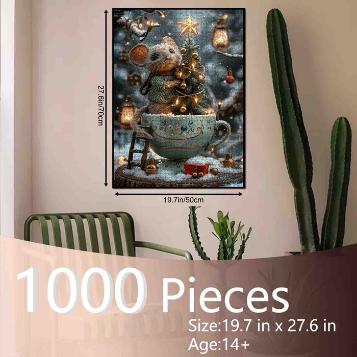 Christmas Mouse and Teacup Tree Jigsaw Puzzle