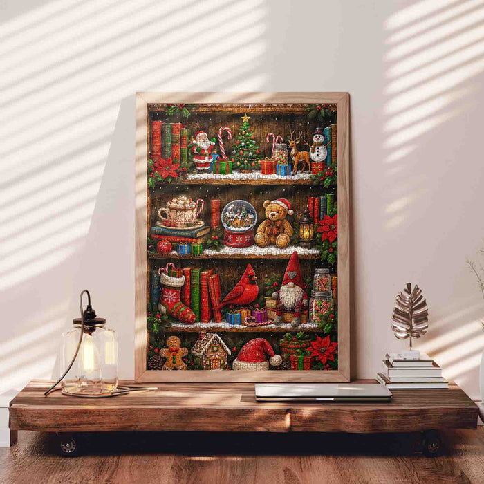 Christmas Treasures on Bookshelf Jigsaw Puzzle