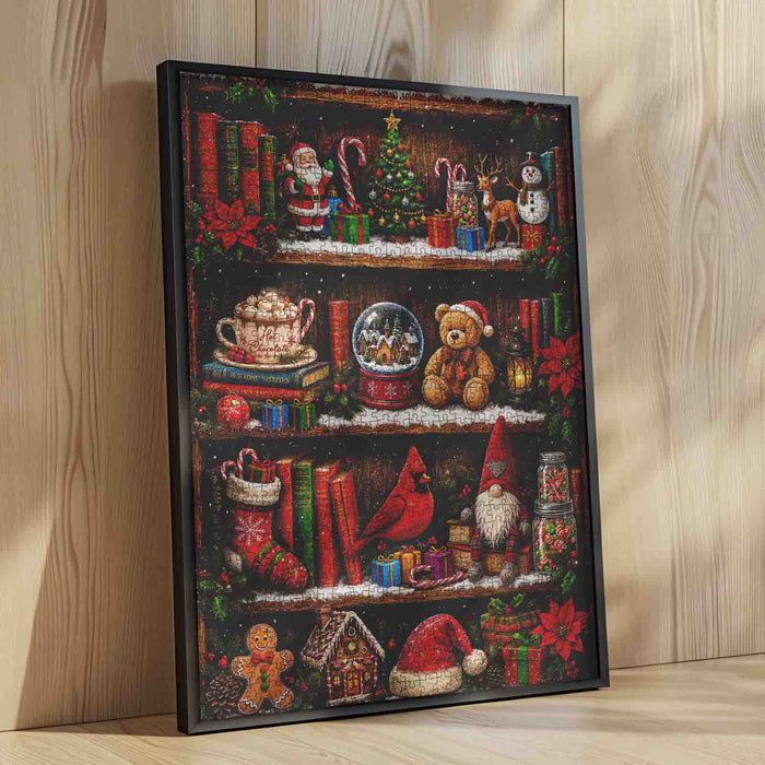 Christmas Treasures on Bookshelf Jigsaw Puzzle