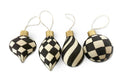 classic courtly glass ornaments, set of 4