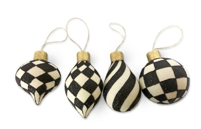 classic courtly glass ornaments, set of 4