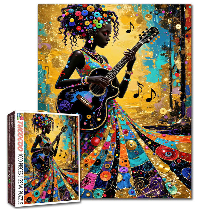 Colorful Guitar Melody Art Jigsaw Puzzle