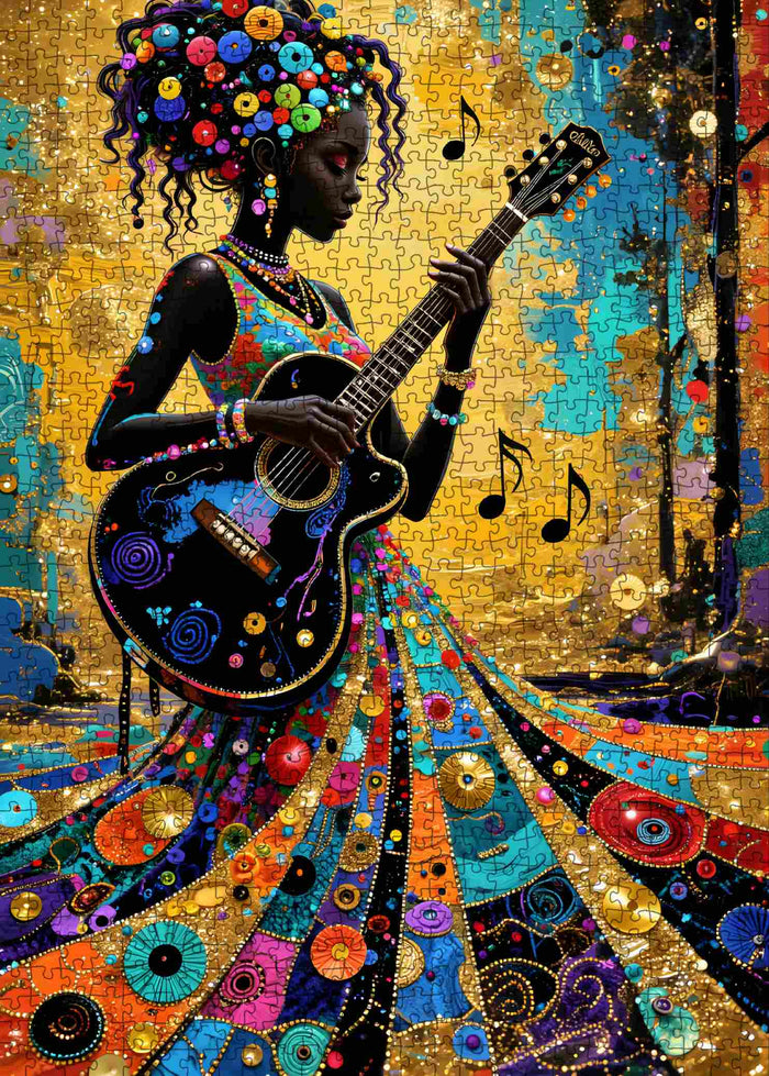 Colorful Guitar Melody Art Jigsaw Puzzle