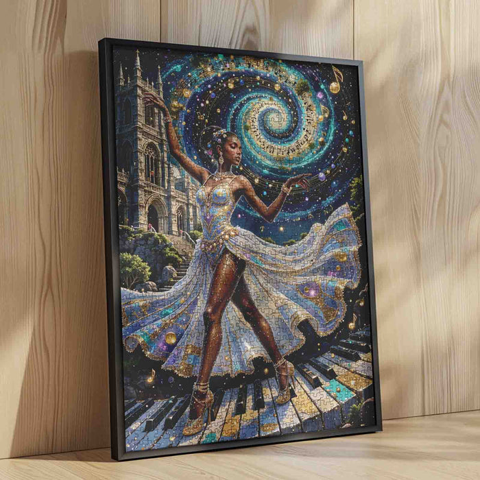 Cosmic Ballet Dancer Under Starry Spiral Jigsaw Puzzle