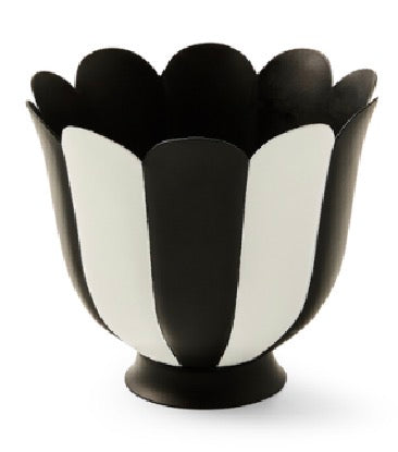 courtly stripe scalloped small flower pot