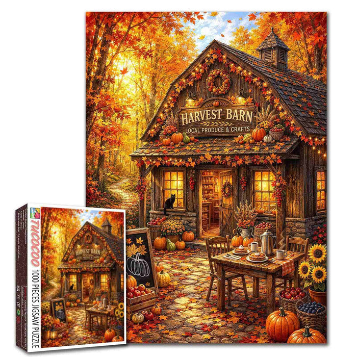 Cozy Autumn Harvest Barn Jigsaw Puzzle