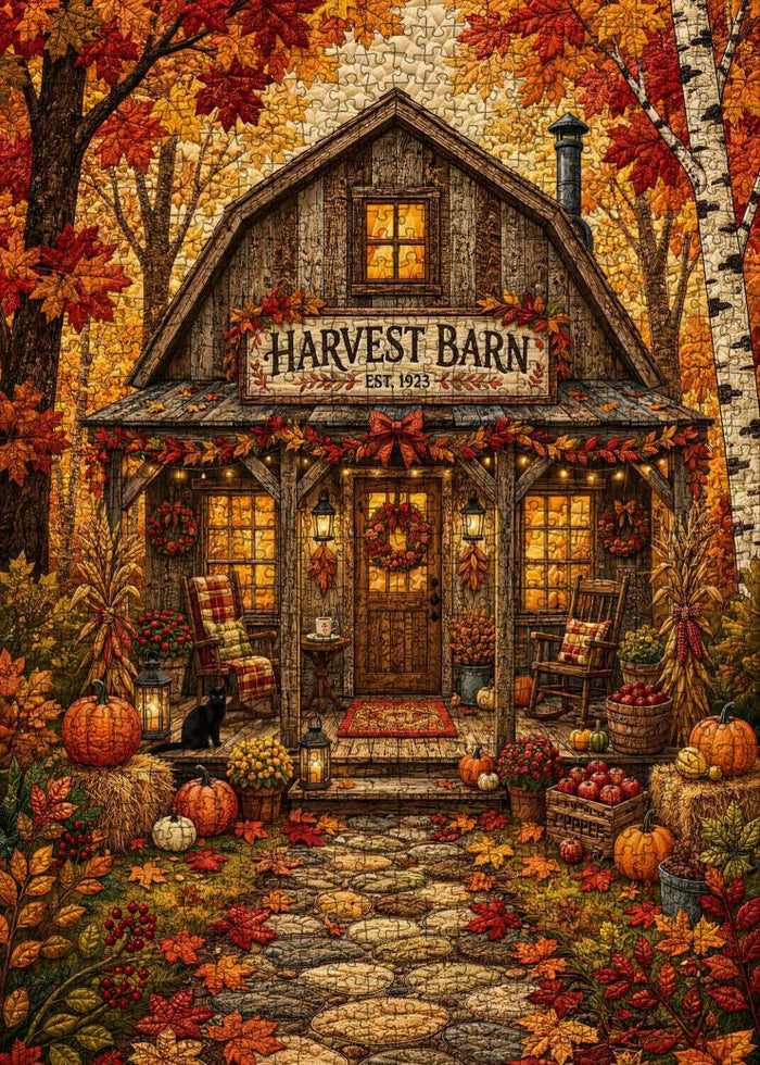 Cozy Autumn Harvest Barn Jigsaw Puzzle