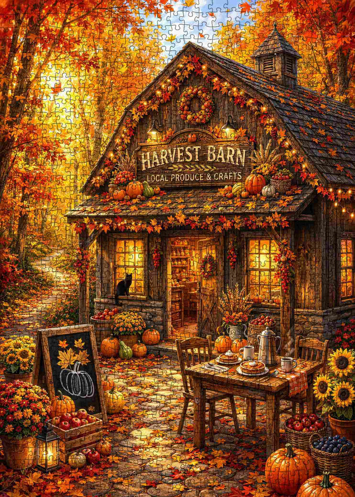 Cozy Autumn Harvest Barn Jigsaw Puzzle
