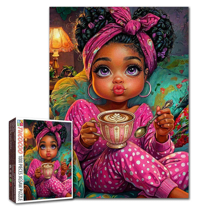 Cozy Coffee Time Girl Jigsaw Puzzle
