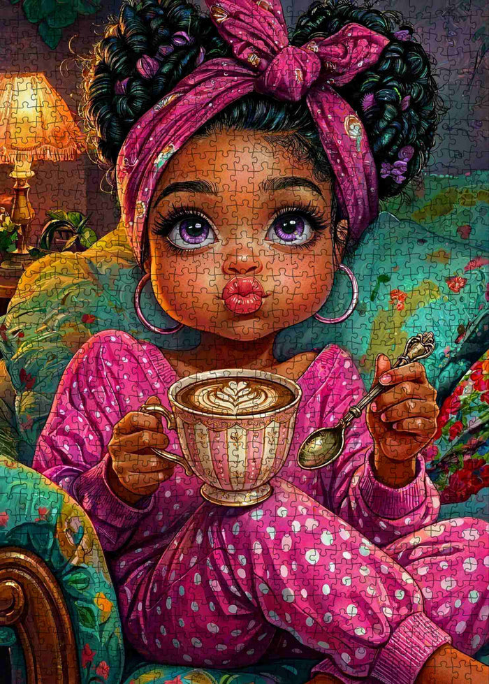 Cozy Coffee Time Girl Jigsaw Puzzle