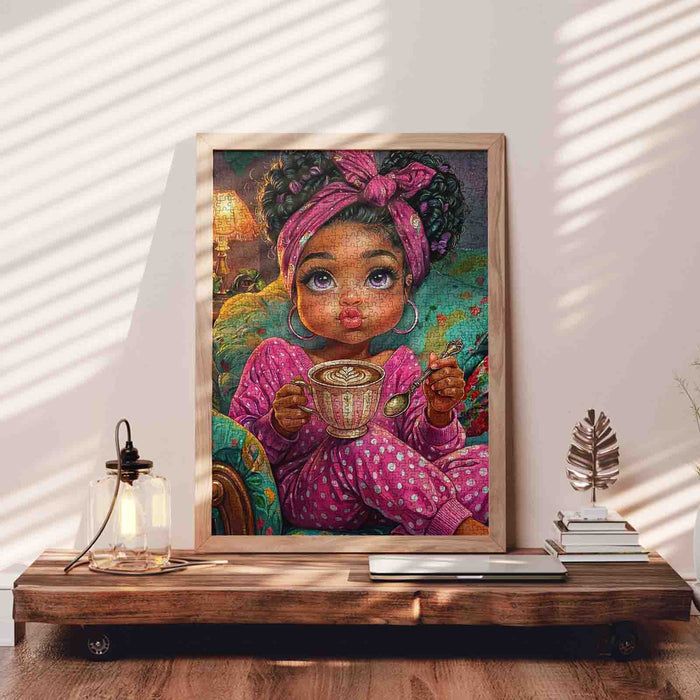 Cozy Coffee Time Girl Jigsaw Puzzle