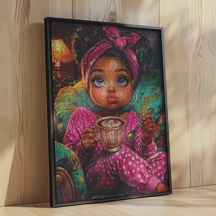 Cozy Coffee Time Girl Jigsaw Puzzle