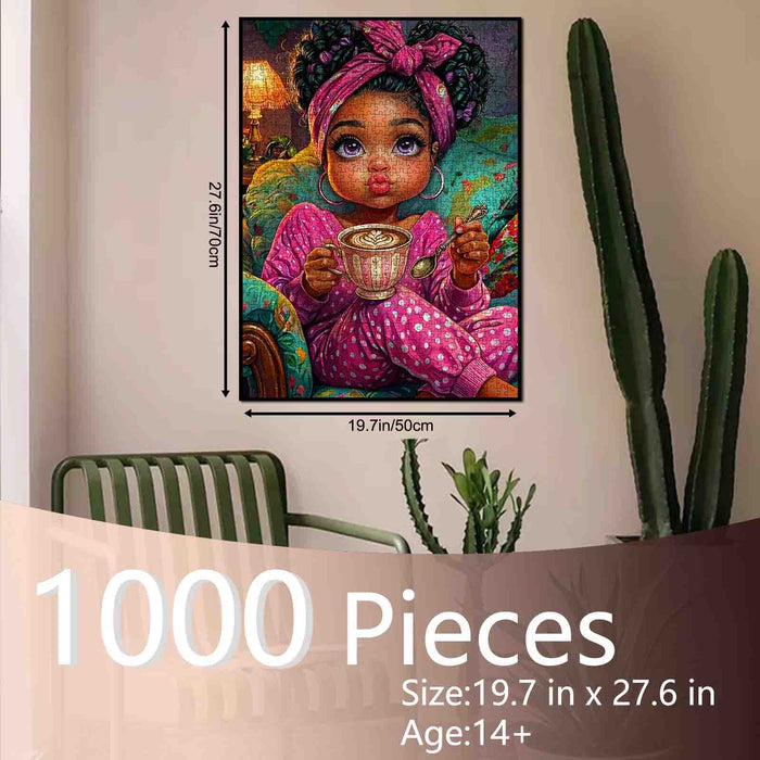 Cozy Coffee Time Girl Jigsaw Puzzle