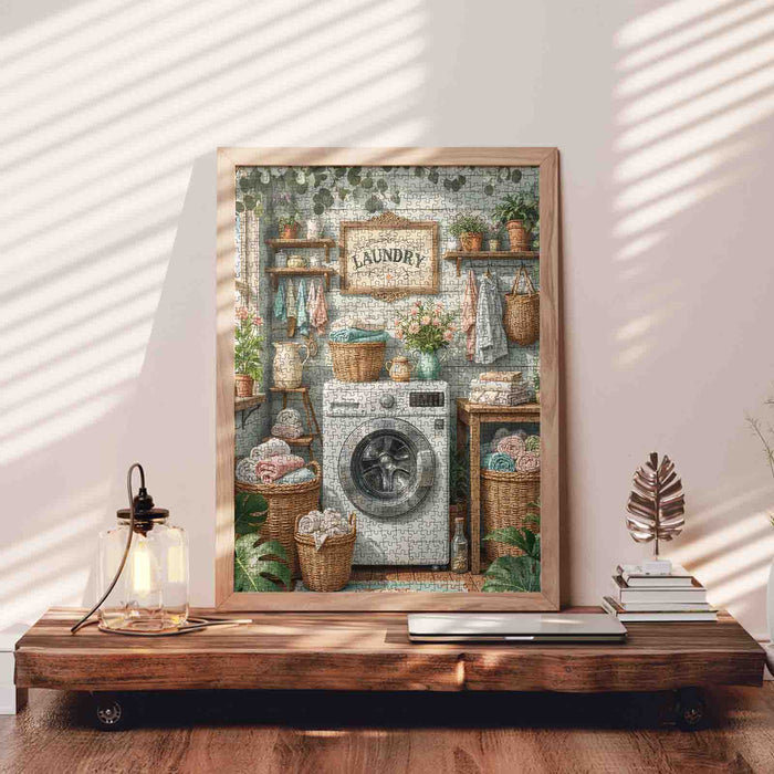 Cozy Green Laundry Room Jigsaw Puzzle
