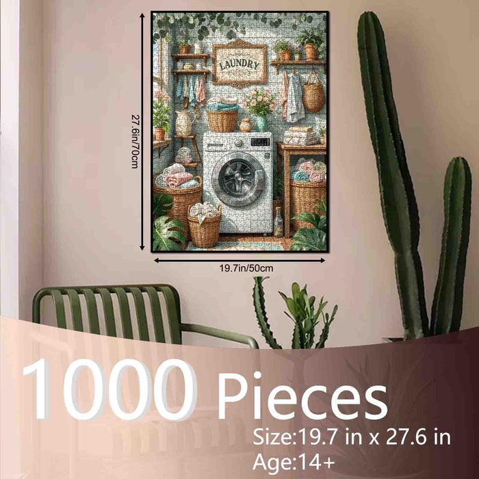 Cozy Green Laundry Room Jigsaw Puzzle