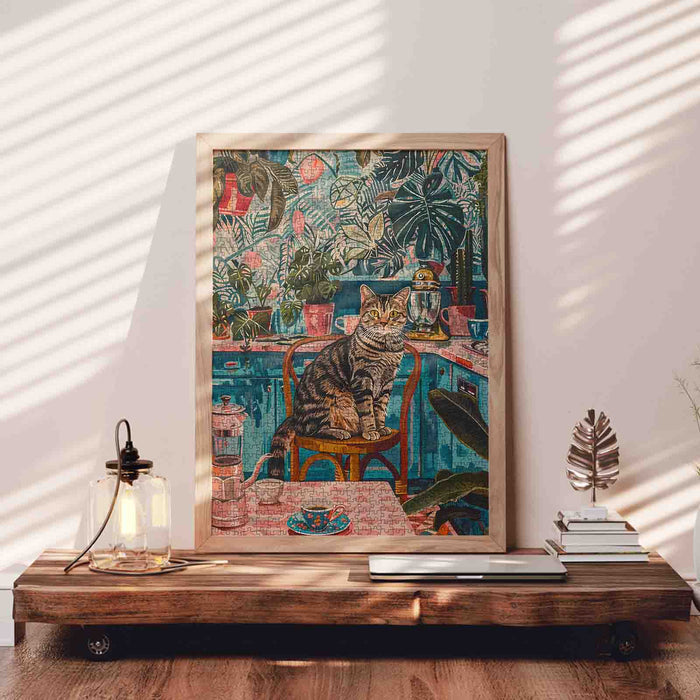Cozy Kitchen Cat Illustration Jigsaw Puzzle