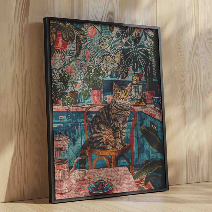 Cozy Kitchen Cat Illustration Jigsaw Puzzle