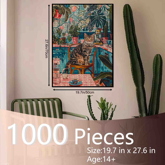 Cozy Kitchen Cat Illustration Jigsaw Puzzle