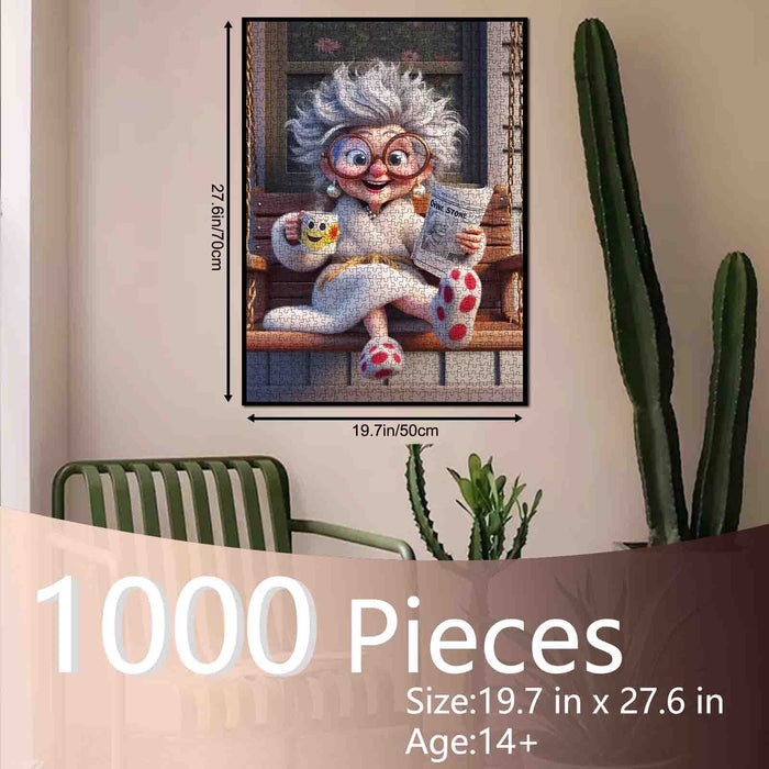 Cozy Morning Granny Reading Jigsaw Puzzle