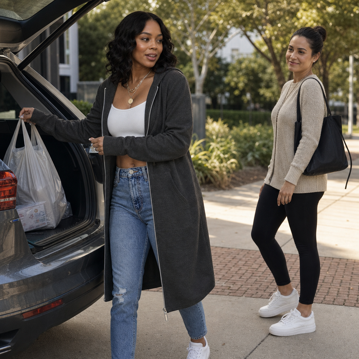 Cozyline – Fleece-Lined Tunic-Length Zip-Up Hoodie