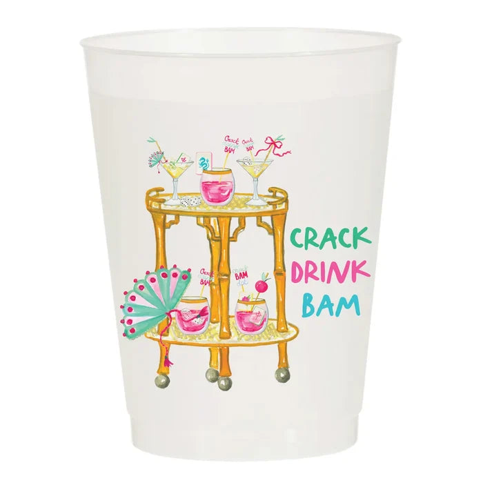 Sip Hip Hooray Crack Drink Bam Frosted Cups-Set of 6