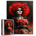 Crimson Rose Skeleton Lady Jigsaw Puzzle