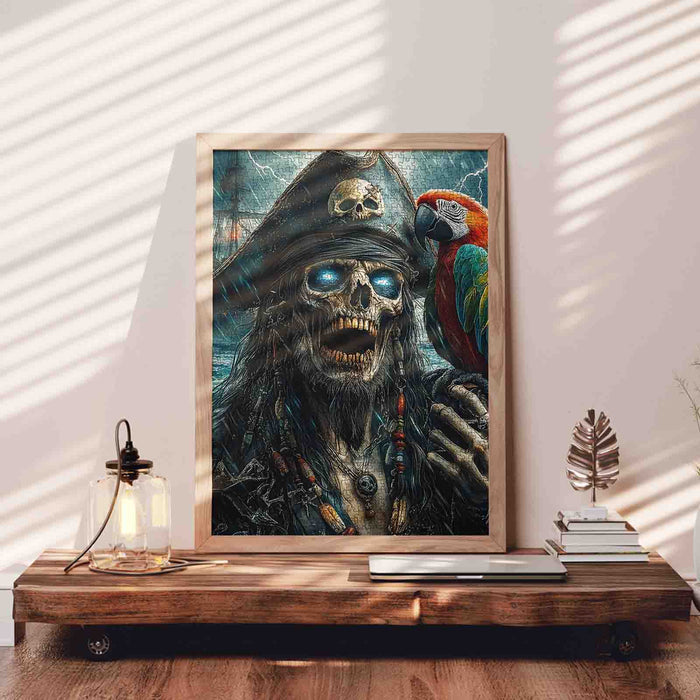 Cursed Pirate Skull Parrot Jigsaw Puzzle