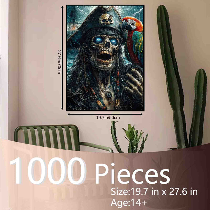 Cursed Pirate Skull Parrot Jigsaw Puzzle